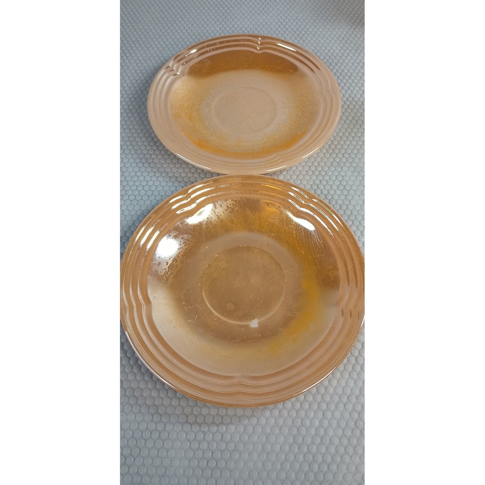 Fire-King Peach Lustre Shell Saucers Vintage Anchor Hocking Milk Glass Set of 2